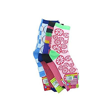 Yelete Assorted Color and Print Girl's Crew Socks - 3 Pairs